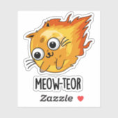 Sticker Meow-teor drôle Meteor Pun (Feuille)