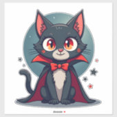 Sticker Meowcula Drôle Chat Vampire Dracula Halloween (Feuille)