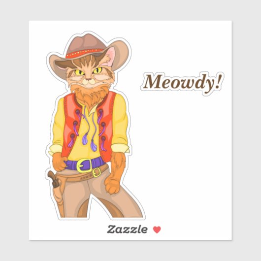 Sticker Meowdy ! Cat Cowboy (Feuille)