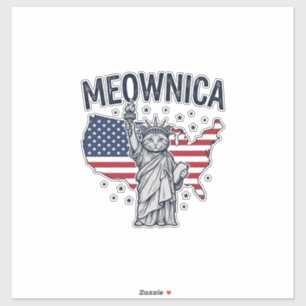 Sticker Meownica Chat Patriotique Design Vectoriel Vintage