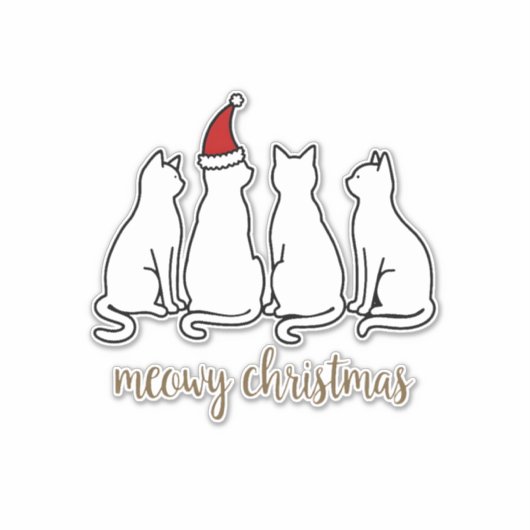 Sticker Meowy Catmas Cat Christmas Cute Kitten Cats Santa (Devant)