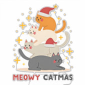 Sticker Meowy Catmas Cat Christmas Tree Xmas (2) (Devant)