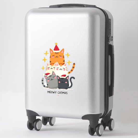 Sticker Meowy Catmas Cat Christmas Tree Xmas (3) (Sur valise)