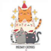 Sticker Meowy Catmas Cat Christmas Tree Xmas (3) (Devant)