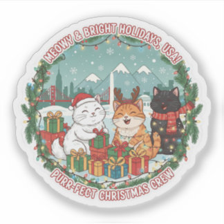 Sticker Meowy Christmas Cats – Bright Holiday Fun USA Stic