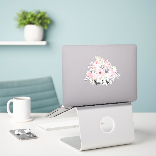 Sticker Merci (Ordinateur portable sur le bureau)