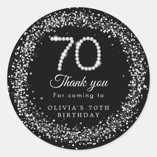 Sticker Merci 70th Birthday Diamonds (Devant)