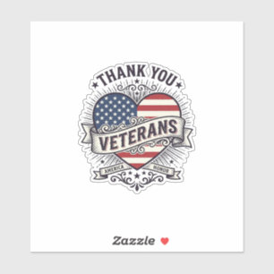 Sticker Merci aux vétérans Patriotic Heart Vector Design_1