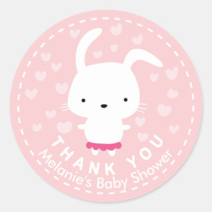Sticker Merci Baby shower rose Kawaii Bunny