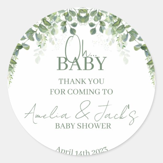 Sticker Merci Baby shower vert (Devant)