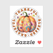 Sticker Merci, béni, Gratuit Citrouille Floral (Feuille)