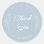 Sticker Merci bleu Dusty Favor Mariage (Devant)