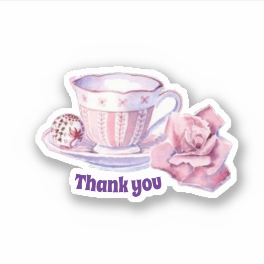 Sticker Merci café et rose (Devant)
