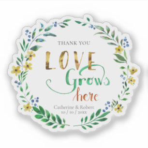Sticker Merci Couronne Florale Aquarelle