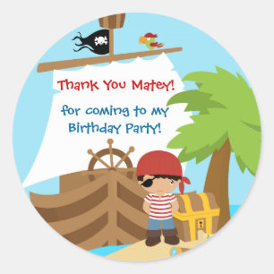 Sticker Merci d'anniversaire de bateau pirate