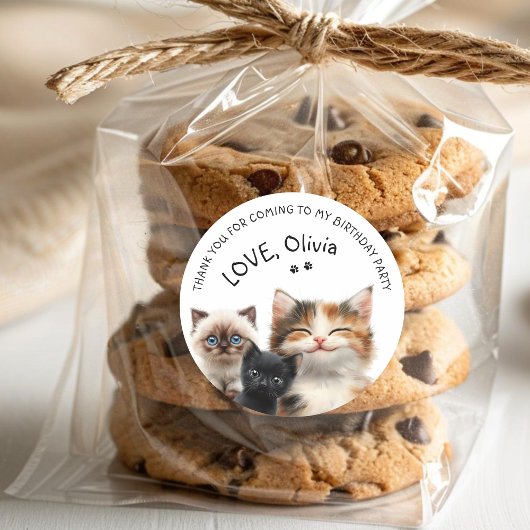 Sticker Merci d'anniversaire de chats mignons