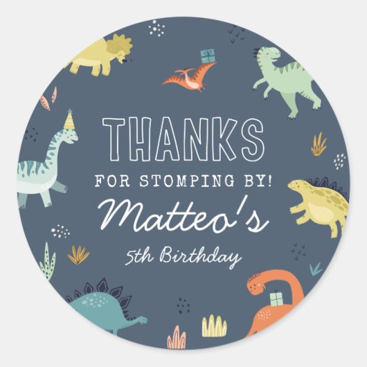 Sticker Merci d'anniversaire de Dinosaur mignon (Devant)