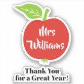 Sticker Merci d'appréciation du professeur de pomme rouge (Devant)