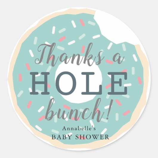 Sticker Merci de Baby shower de Donut vert (Devant)