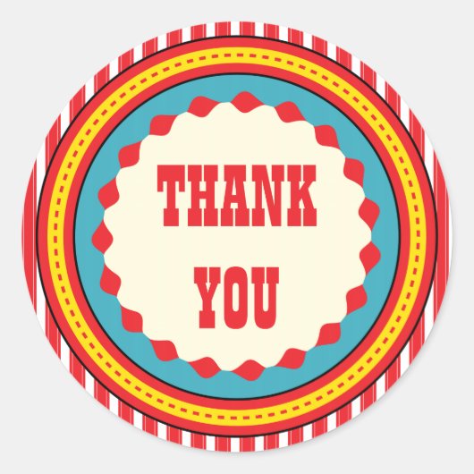 Sticker Merci de fête d'anniversaire de cirque (Devant)