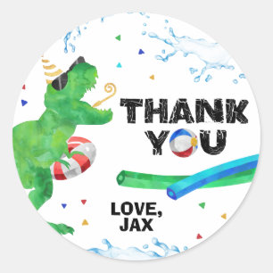 Sticker Merci de la fête de Dinosaur Pool