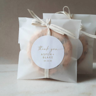 Sticker Merci de mariage moderne Gold Script Favor