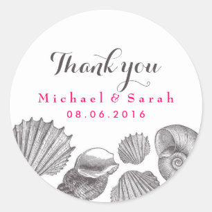 Sticker Merci de mariage White Seashells Beach