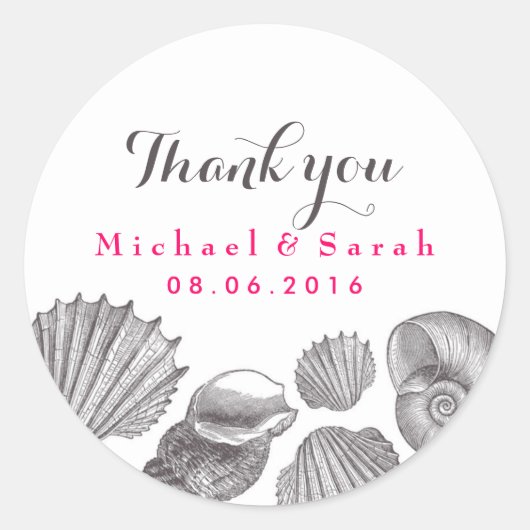 Sticker Merci de mariage White Seashells Beach (Devant)