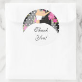Sticker Merci de mariée et de chambre rose florale (Sac)