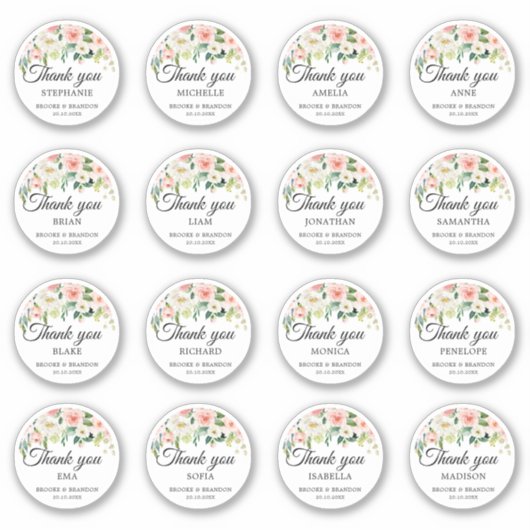 Sticker Merci de nom d'invité mariage personnalisable (Devant)