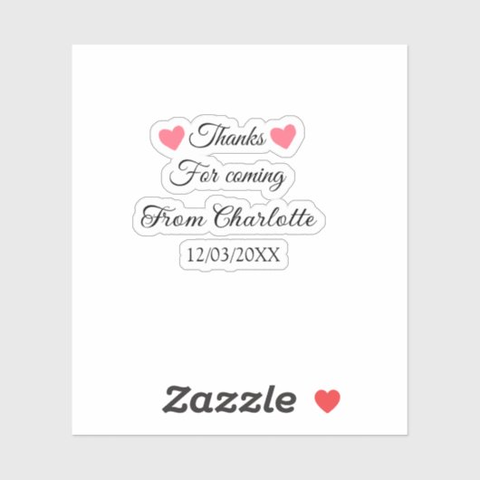 Sticker merci d'être venu message texte nom (Feuille)