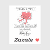 Sticker Merci Drôle Du Fond De Mon Coeur Cute S (Feuille)