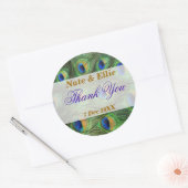 Sticker Merci en plumes de paon (Enveloppe)