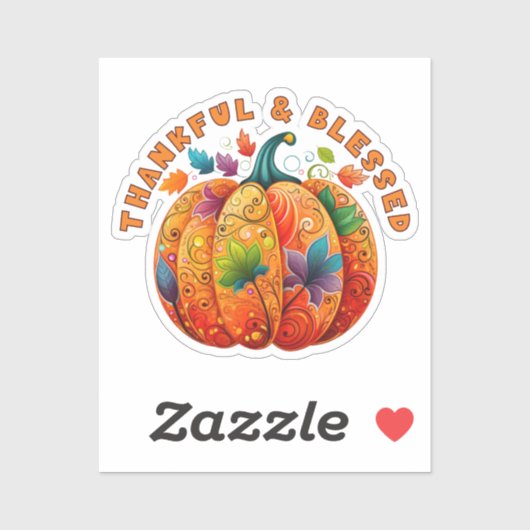 Sticker Merci et béni Citrouille d'automne (Feuille)