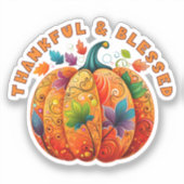 Sticker Merci et béni Citrouille d'automne (Recto)