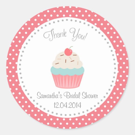 Sticker Merci Fête des mariées Cupcake (Devant)