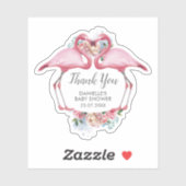 Sticker Merci Flamant rose rose Floral (Feuille)