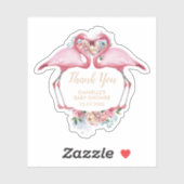 Sticker Merci Flamant rose rose Floral (Feuille)
