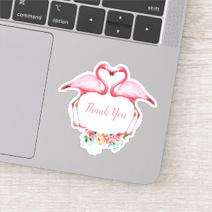 Sticker Merci Flamants roses roses Floral