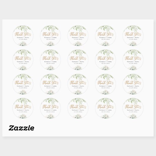 Sticker Merci Gold Greenery Favor (Feuille)