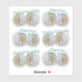 Sticker Merci Mariage de deux dollars de sable en forme (Feuille)