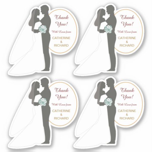 Sticker Merci Mariage de mariée et de chambre de couple Co (Devant)