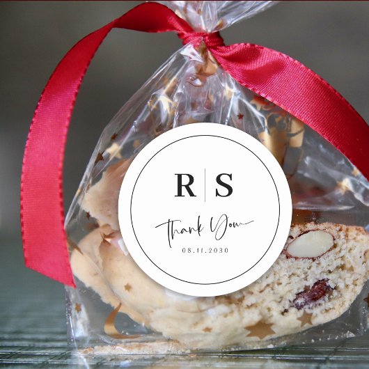 Sticker Merci mariage - Initiales et élégance