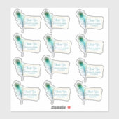 Sticker Merci Mariage Peacock Plume Favoriser (Feuille)