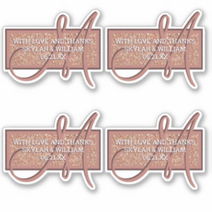 Sticker Merci ou adresse rose de parties scintillantes