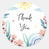 Sticker Merci pour baby shower avec design. (Devant)