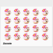 Sticker Merci pour fille singe (rose) (Feuille)