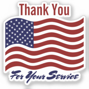 Sticker Merci pour le service Drapeau américain des vétéra