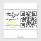 Sticker Merci Pour Visiter QR Code 5 Étoiles Demande de ré (Feuille)