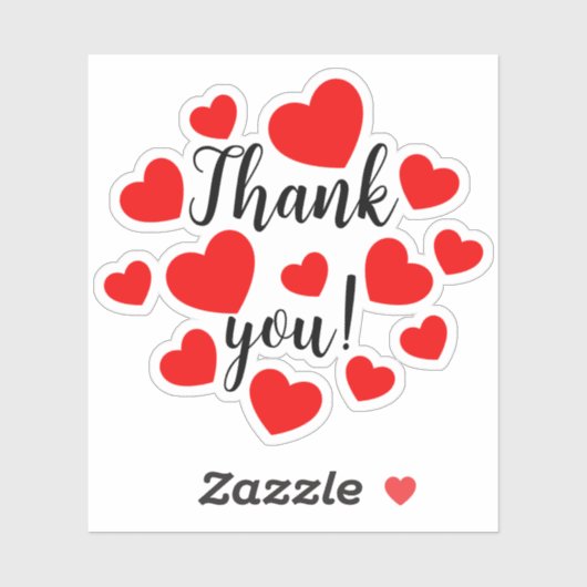 Sticker Merci Red Hearts (Feuille)